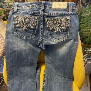 Miss Me Blue Jeans with Intricate Pocket Embroidery